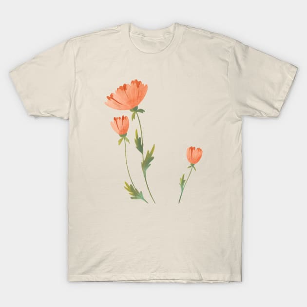 Red flowers T-Shirt by Elena Amo